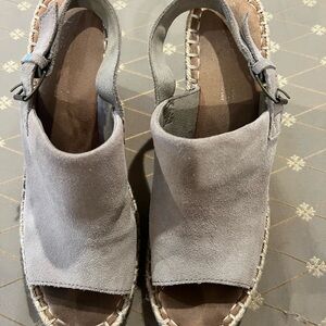 Toms Gray Suede Open-Toe Slingback Espadrille Mules 9.5W